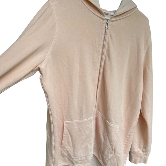 Gap Terry Long Hoodie Full Zip Lightweight Sweatshirt Light Pink XL - Picture 3 of 6